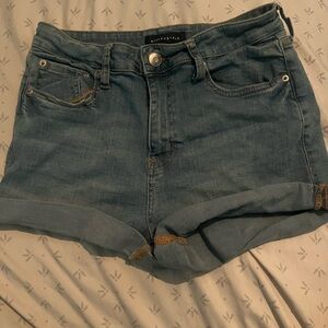 Aeropostale Light Blue Rolled Hem Denim Shorts